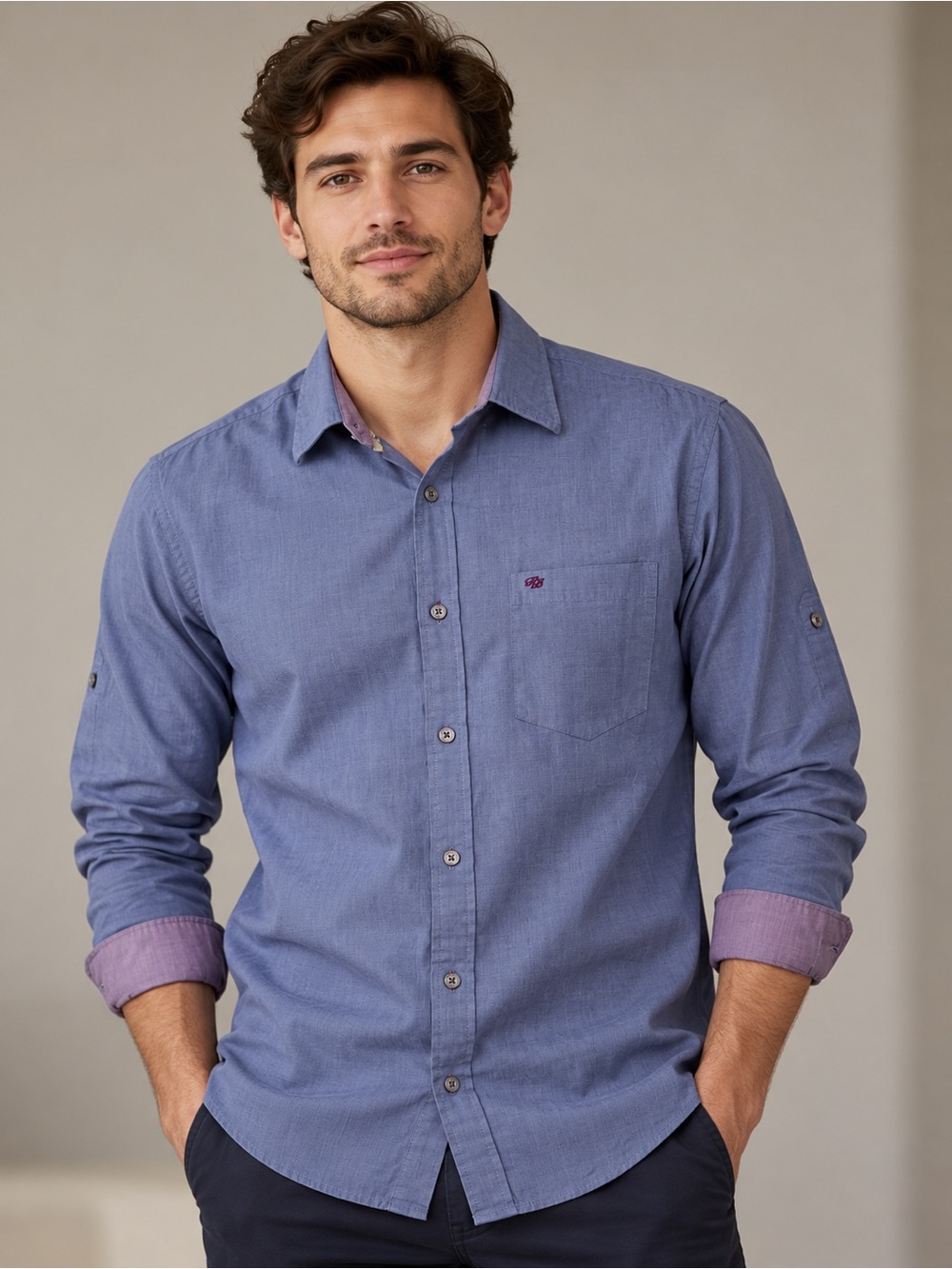 Ted Baker Men’s Size 4 L Lavender Purple Cotton Button-Up Shirt